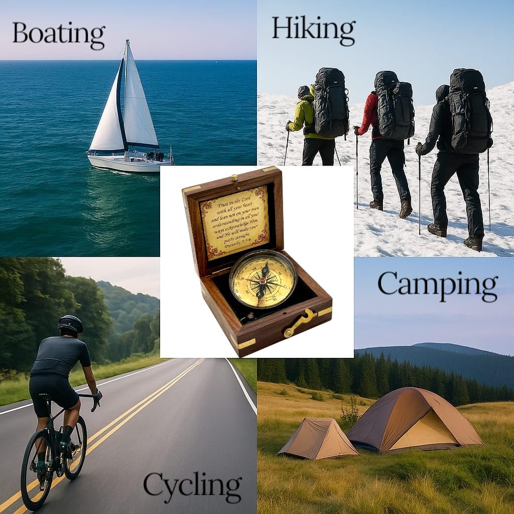 Trust Lord Compass – Religious Brass Compass Gift with Bible Proverb Engraved – Christian Inspirational Gift for Men, Faith-Based Graduation, Birthday, Gift for Son, Holy Gift - Image 4