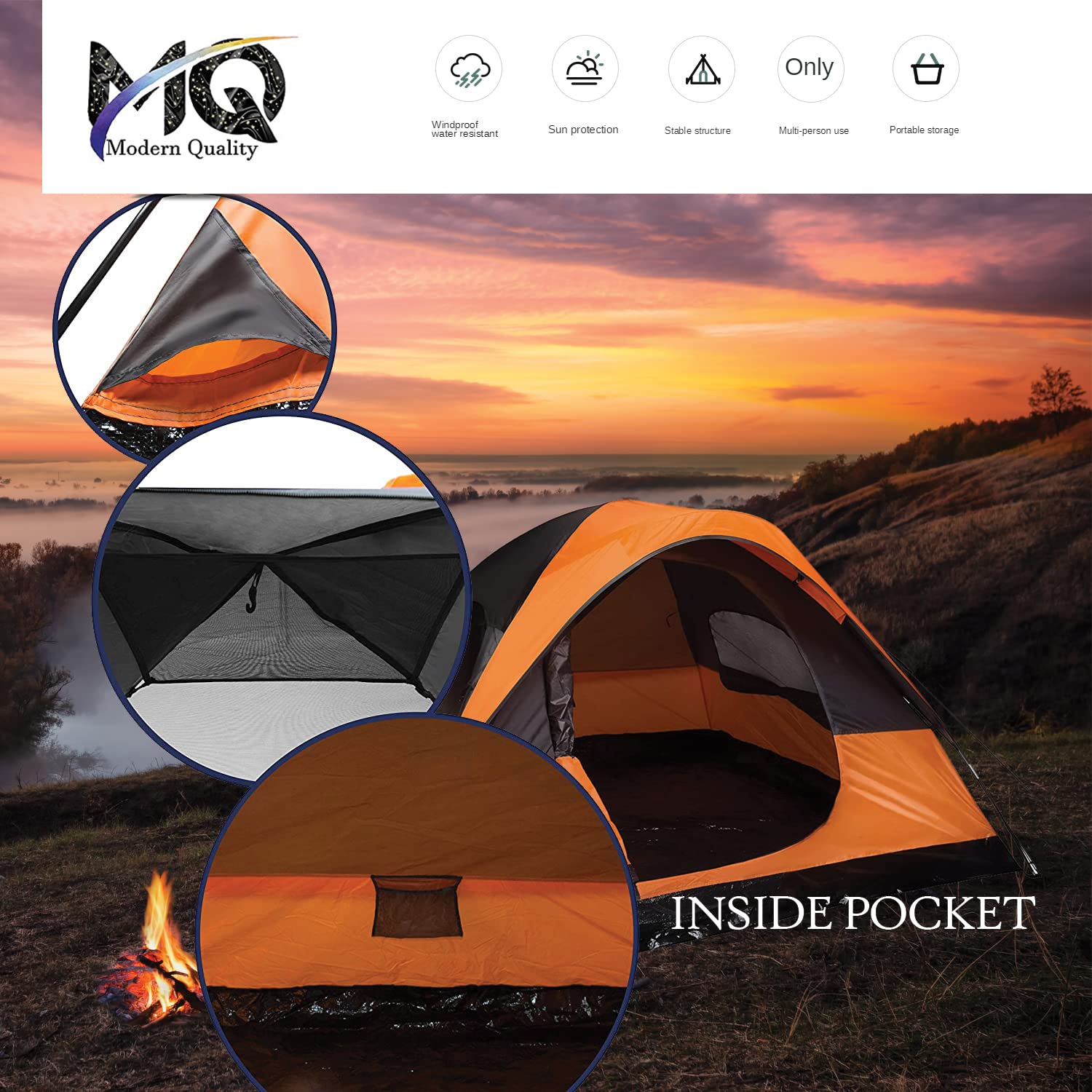 MQ Camping-Zelt (244 x 213 cm) für 2 oder 3 Personen - leichtes, wasserdichtes Zelt als ideale Camping Ausrüstung