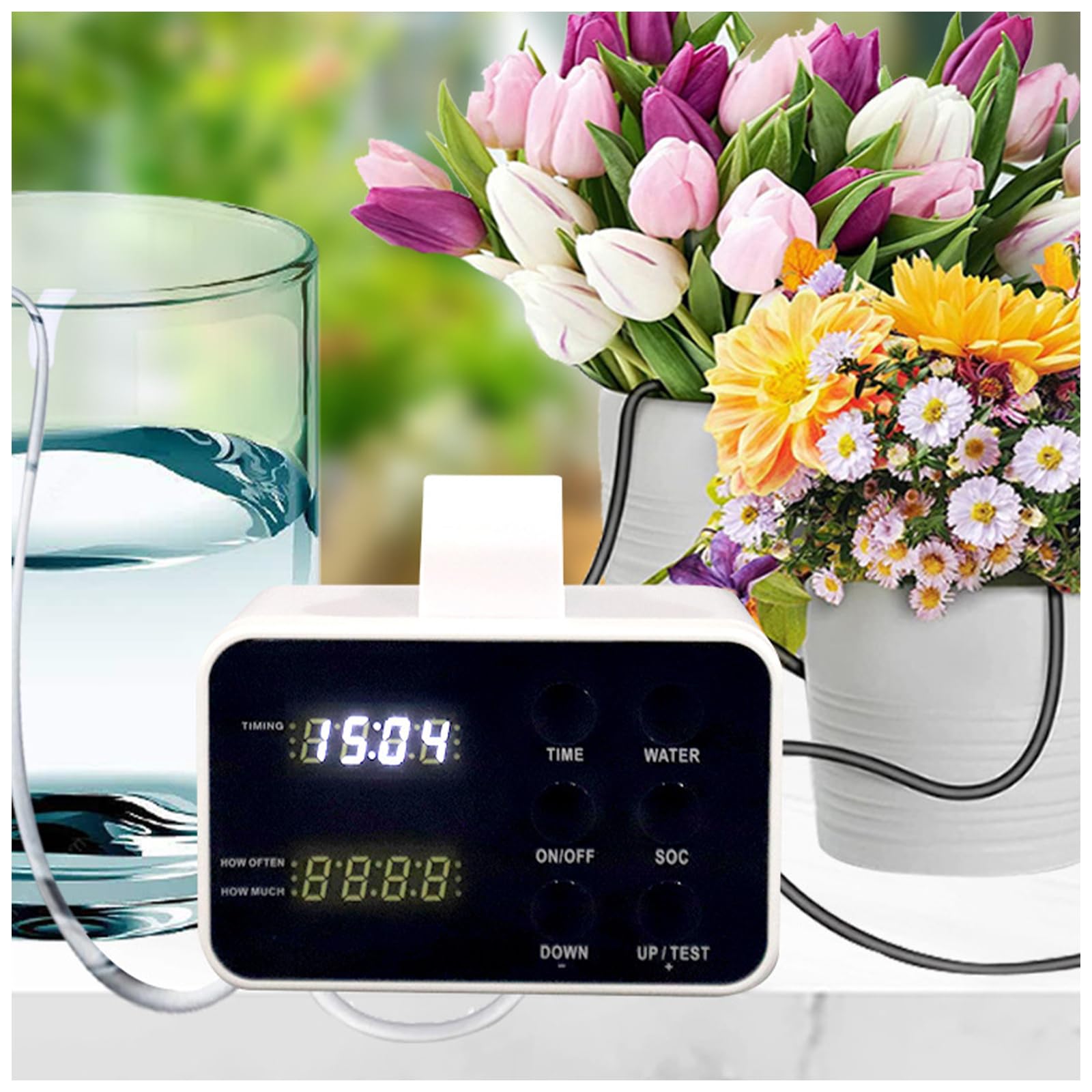Programmatore di Irrigazione, Dotato di Timer Irrigazione e Funzione Antisifone, Questo Impianto Irrigazione Terrazzo per Vasi è Ideale per Balconi e Giardini, 15 Vasi