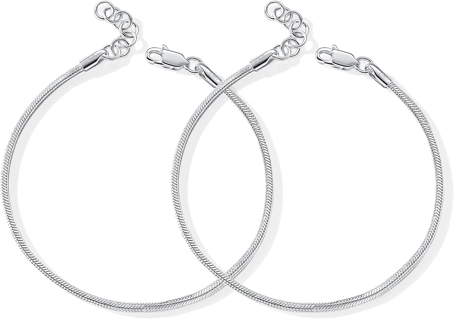 2MM Sterling Silver Square Snake Chain Bracelets for woman&Men's,Luxury Mens Bracelet,High-end Chain Bracelets for Men,Hypoallergenic Stacking Bracelet Gift for Grilfriend/Boyfriend/Beloved/Mom Dad