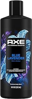 Fine Fragrance Collection Body Wash For Men Blue Lavender 12h Refreshing Scent Shower Gel Infused with Lavender, Mint, and Amber Essential Oils 18 oz