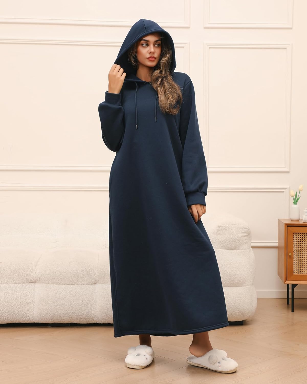 Winter Hoodie Abaya dress for Women - Fleece Lined, with Pockets | Comfortable Muslim Wear - Image 5