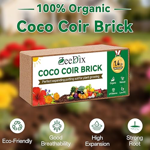 Miniatura 2 de ZeeDix 10 piezas de fibra de coco comprimida de coco de primera calidad, 100% fibra de coco orgánica, ladrillos de fibra de coco con bajo equilibrio