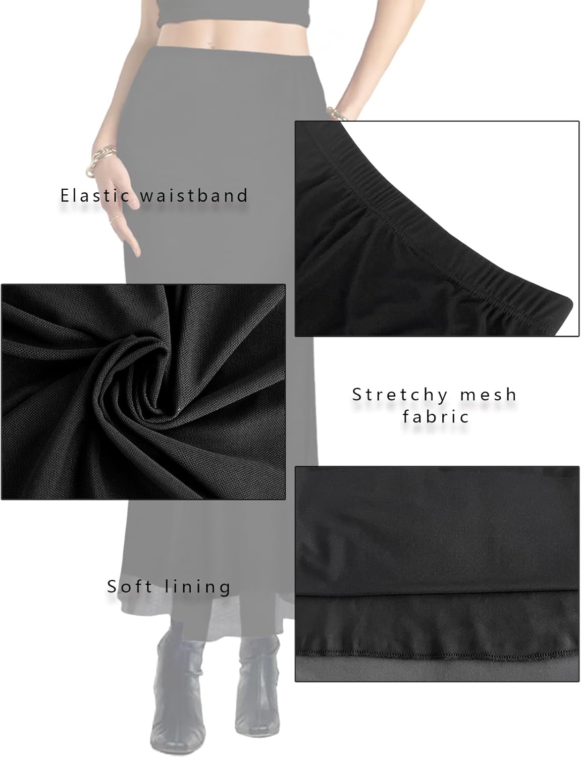 Women's Gothic Mesh Maxi Skirt Elastic High Waisted Flowy Bodycon Y2k Leopard Print Long Skirts for Women - Image 5