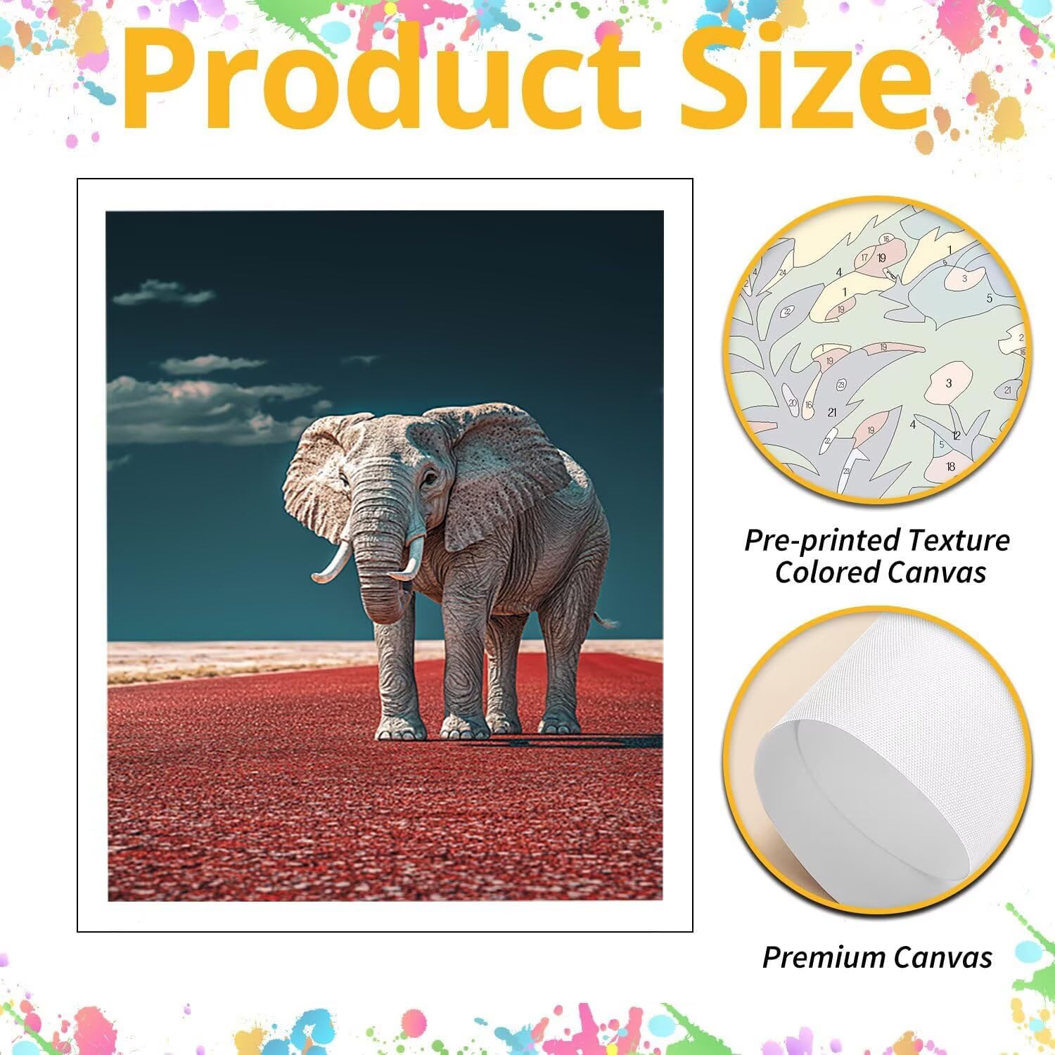 WEISHIWE Elefante animale Dipingere con i Numeri per Adulti, 70x90cm a-170 | Paint by Numbers Kit con Pennelli e Acrilico Pigmento, Fai da te Olio La Pittura di Numeri Kit, Decora la Casa, senza Cornice