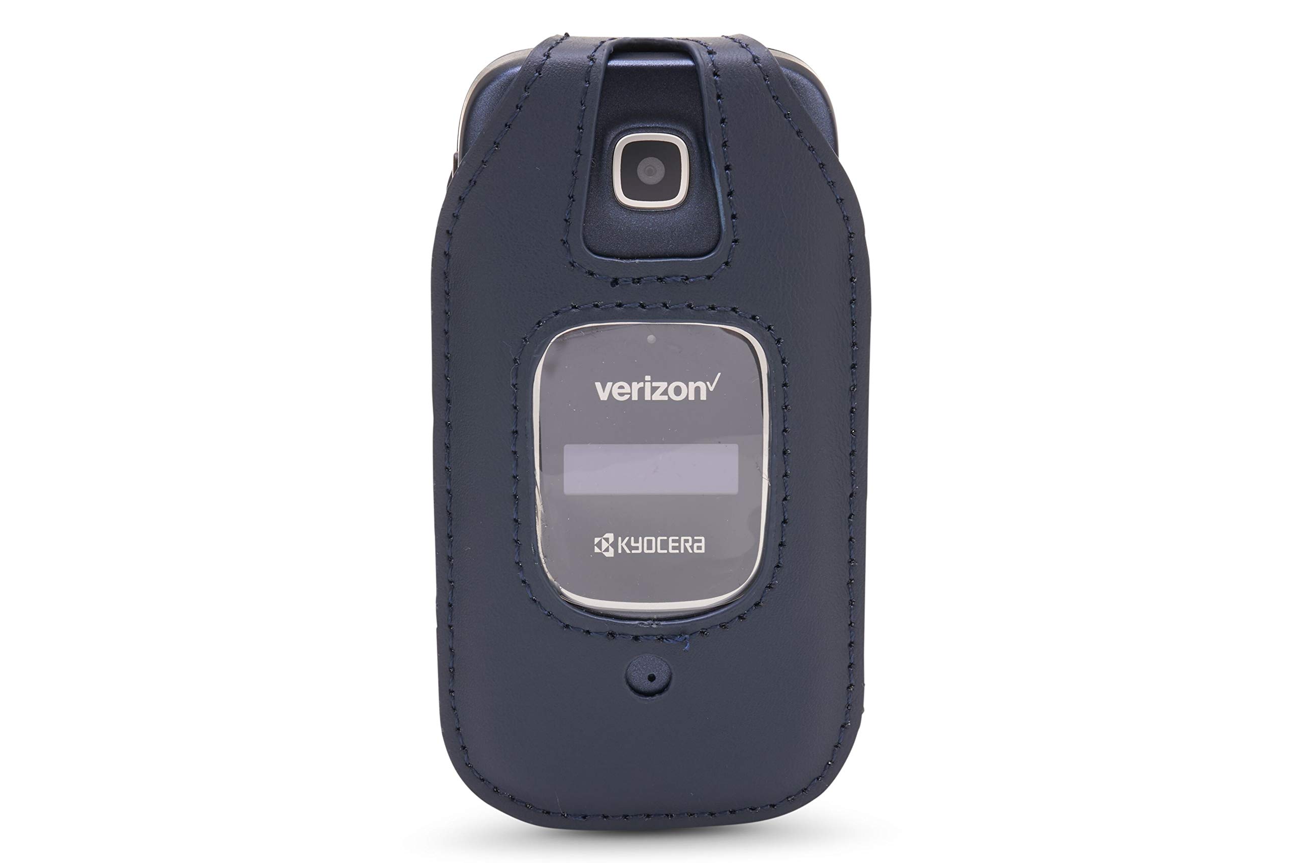 BELTRON Leather Fitted Case for Kyocera Cadence 4G LTE S2720 Verizon Flip Phone - Features: Rotating Belt Clip, Screen & Keypad Protection, Secure Fit - (Blue)