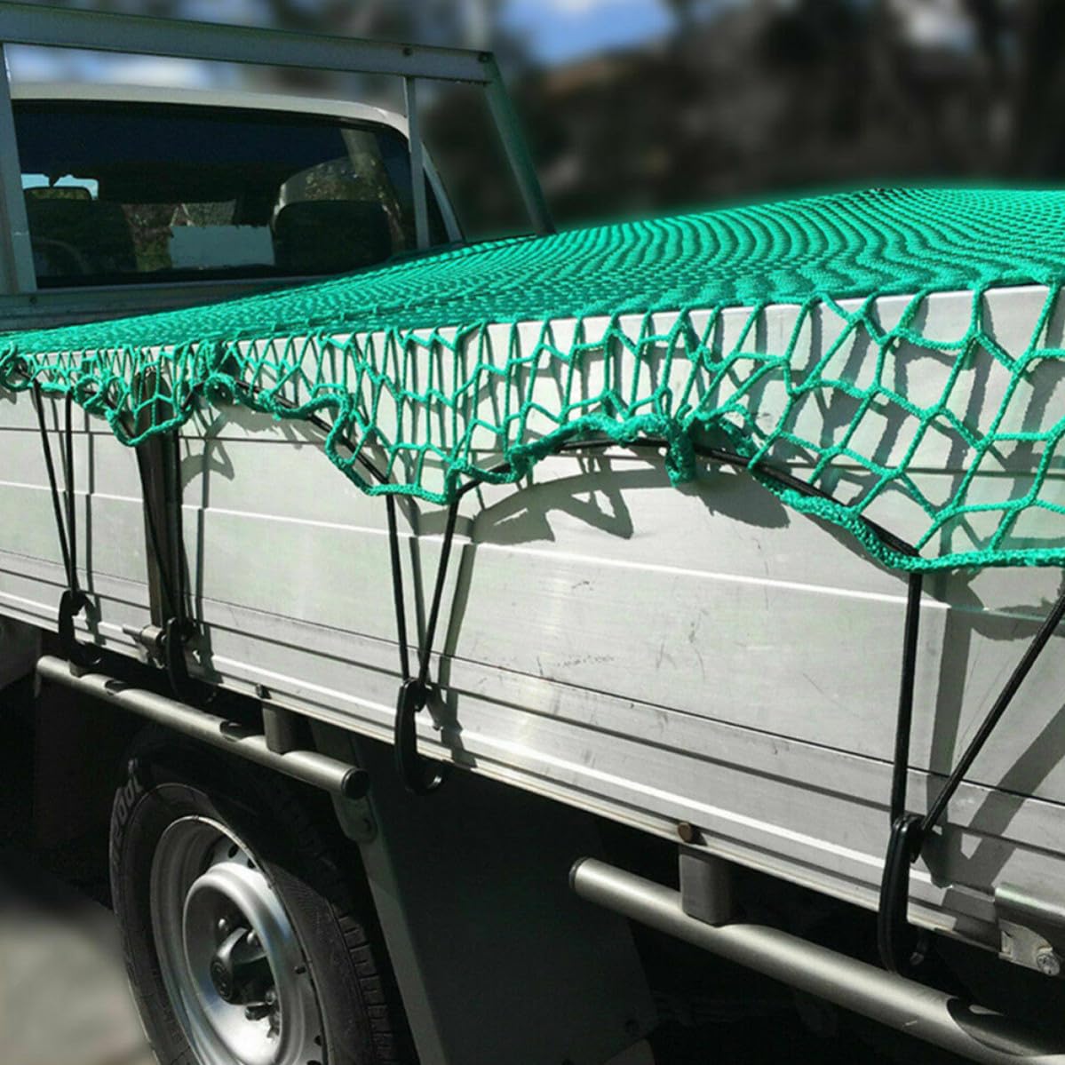 KOMBIUDA Ladungsnetz für LKW Ladefläche mit Elastischen Gurten, Grün