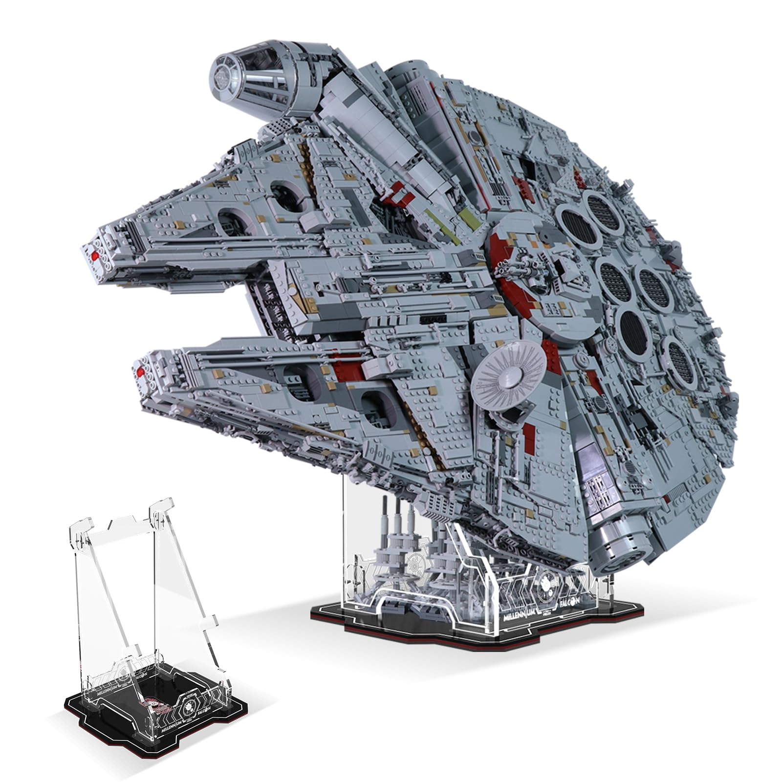 Acrylic Display Stand for Lego Star Wars Ultimate Millennium Falcon 75192 Building Set, New Upgraded, Display Holder Compatible with Lego 75192 Starship Model Kit