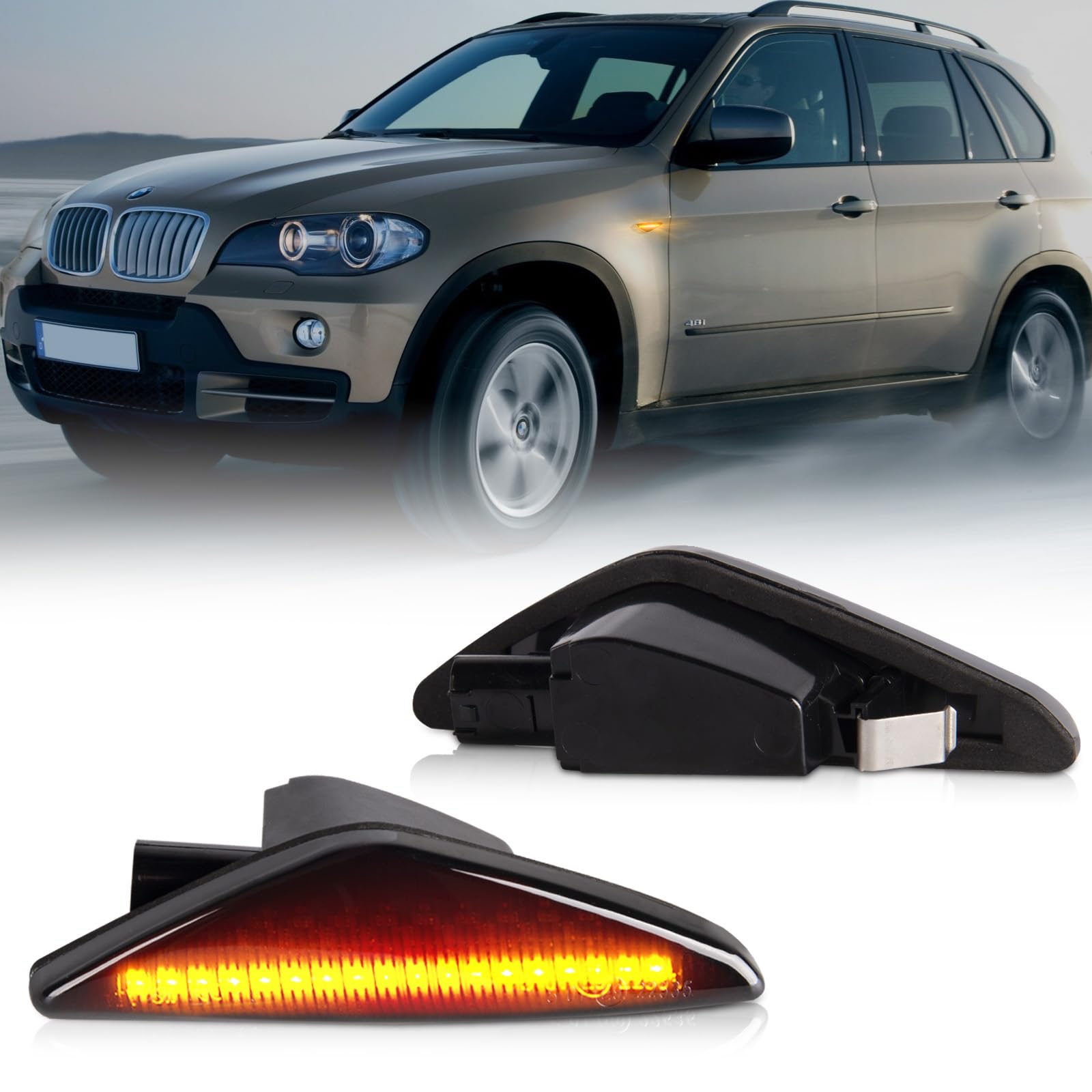 Intermitente Lateral LED para BMW E70 X5 E71 X6 F25 X3, luz LED intermitente con bus Canbus, Indicador Laterales, 2 Piezas Negro