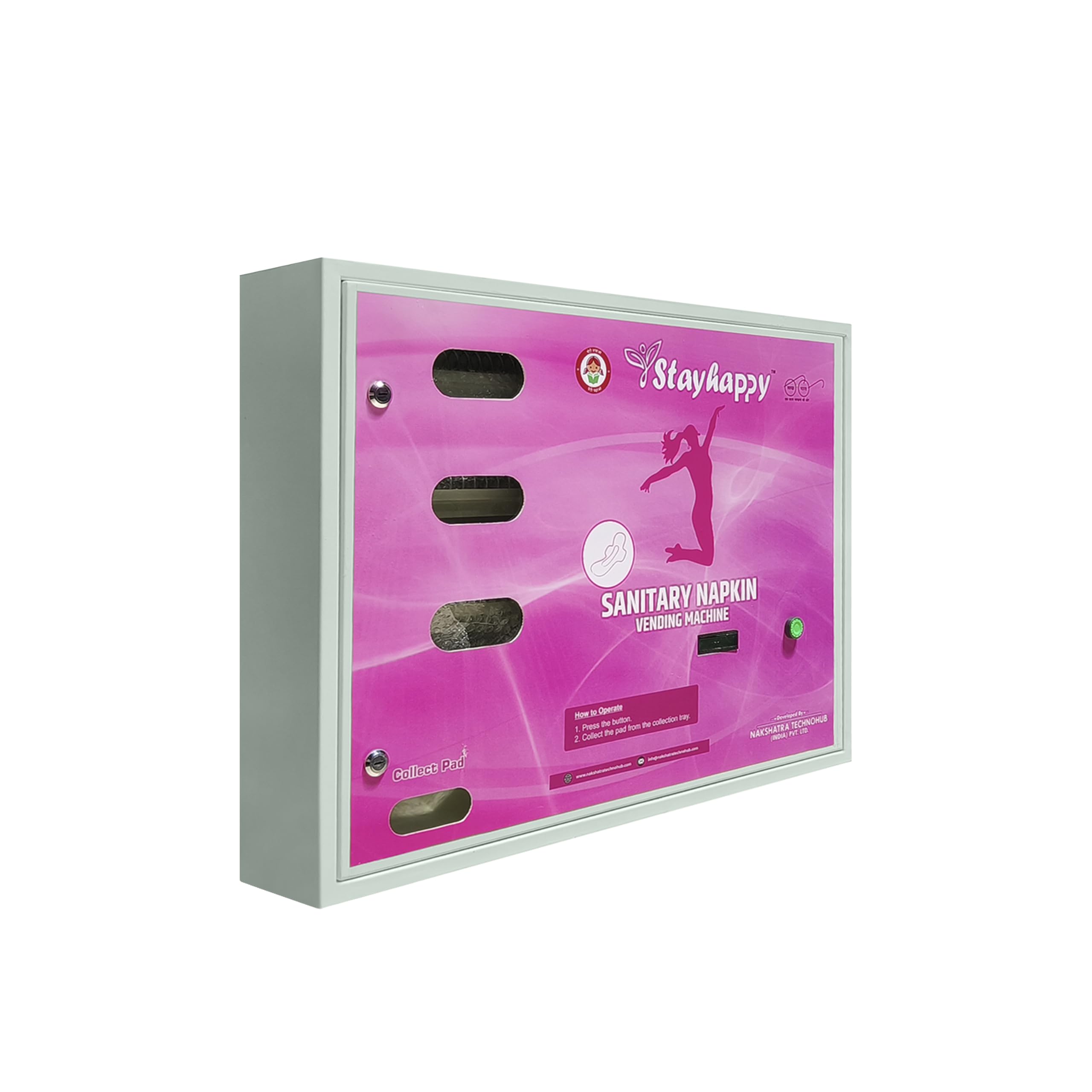 StayHappy Automatic Sanitary Napkin Vending Machine | Push Button | Capacity 100 Pads | Low Electricity Consumption | Light Weight | Highly Durable | Powder Coated (Large 100) (B0D118Y1L6) Amazon Price History, Amazon Price Tracker