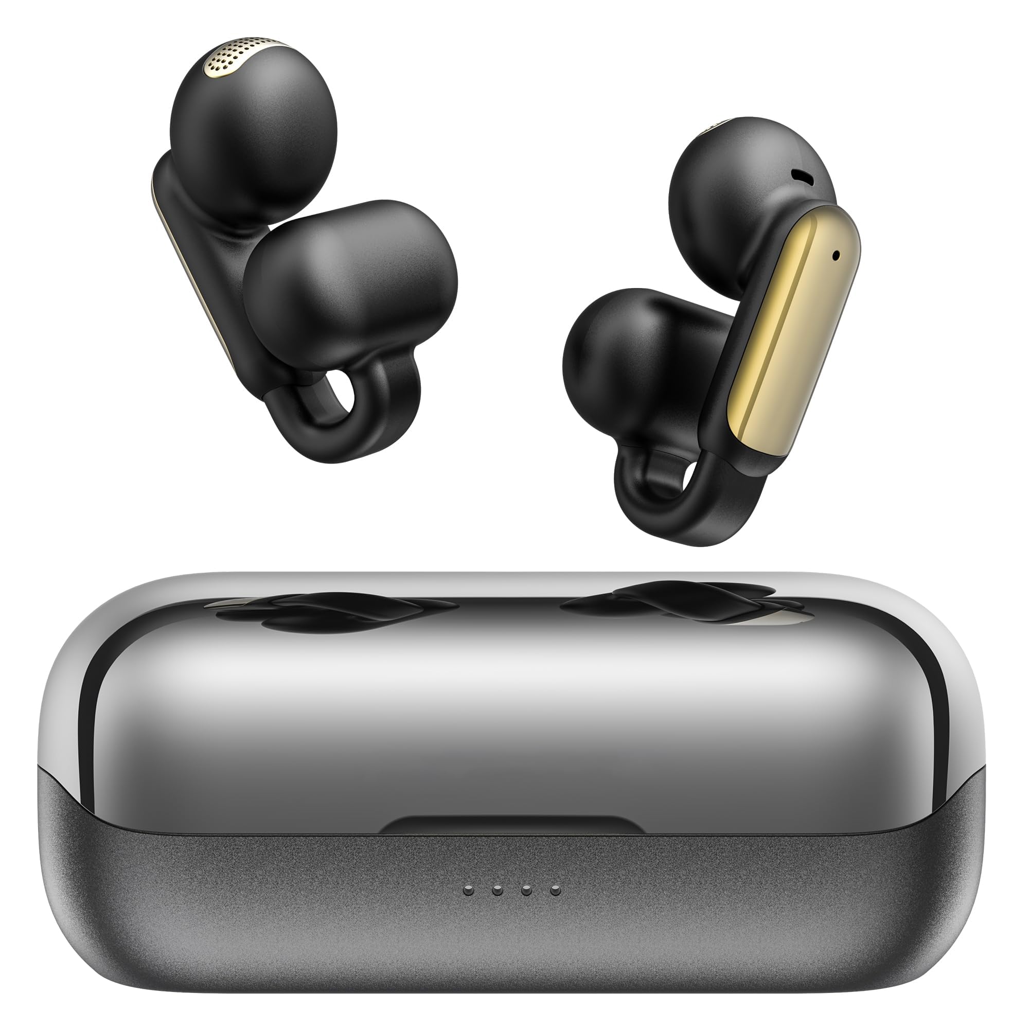 oraolo Cuffie Bluetooth Open-Ear, Clip-On Auricolari Aperti Bluetooth 5.4, Cuffie On Ear Aperti Controllo Touch 32H Cancellazione del Rumore IPX6 Impermeabile per Sport Fitness, Nero