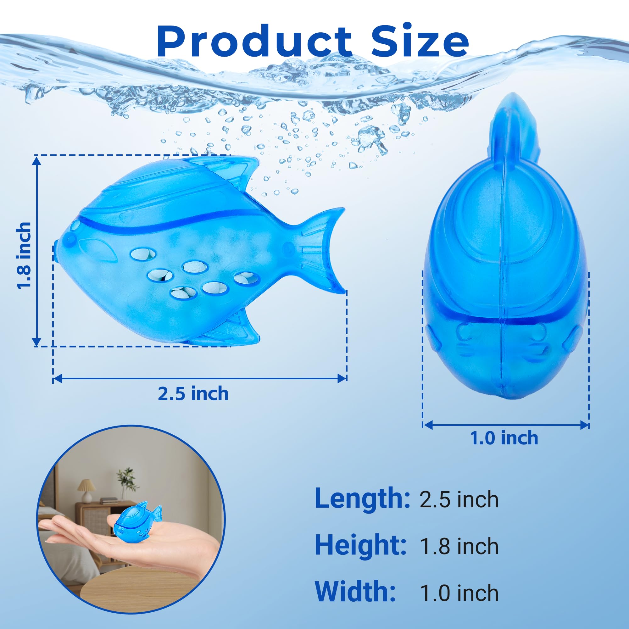 Lot de 6 humidificateurs de nettoyage pour poissons compatibles avec humidificateurs et aquariums - Bleu