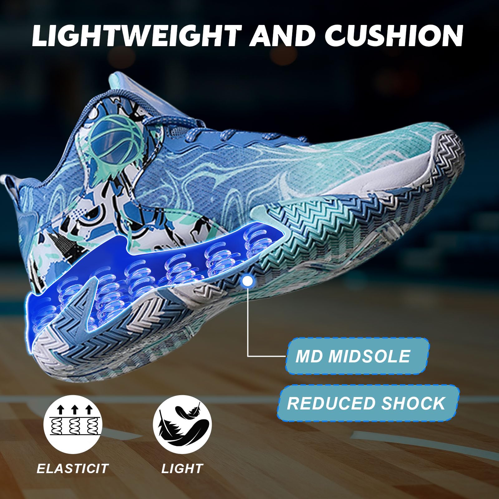 Zapatillas de Baloncesto para Hombre Zapatillas Deportivas cómodas de Malla para Caminar Zapatillas Ligeras de Moda para Correr al Aire Libre