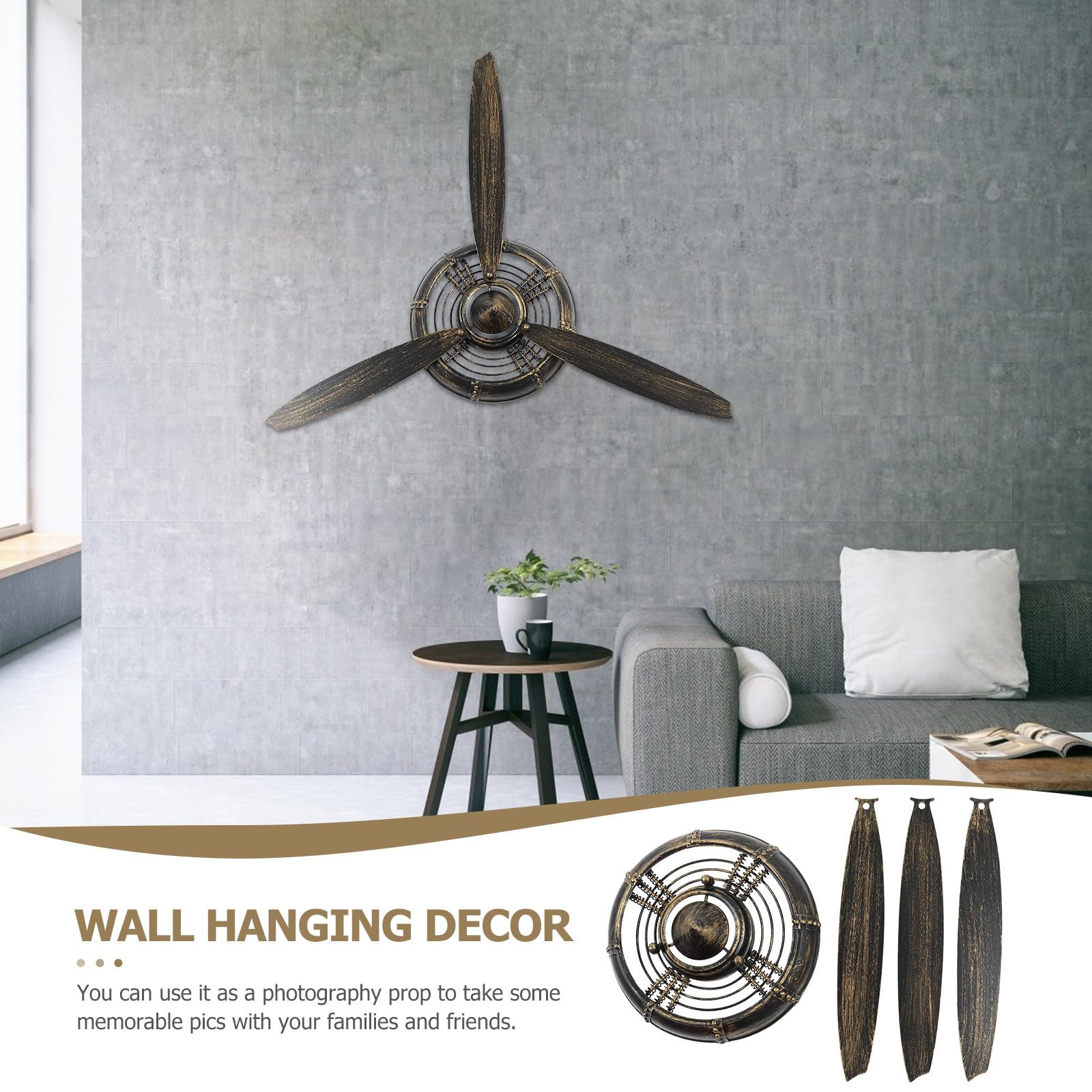 VINTORKY Retro Wanddeko aus Eisen im Vintage Stil mit Einzigartigem Propellerdekor Kreativer Wandbehang als Wandschmuck für Büro und Fotografie Requisite
