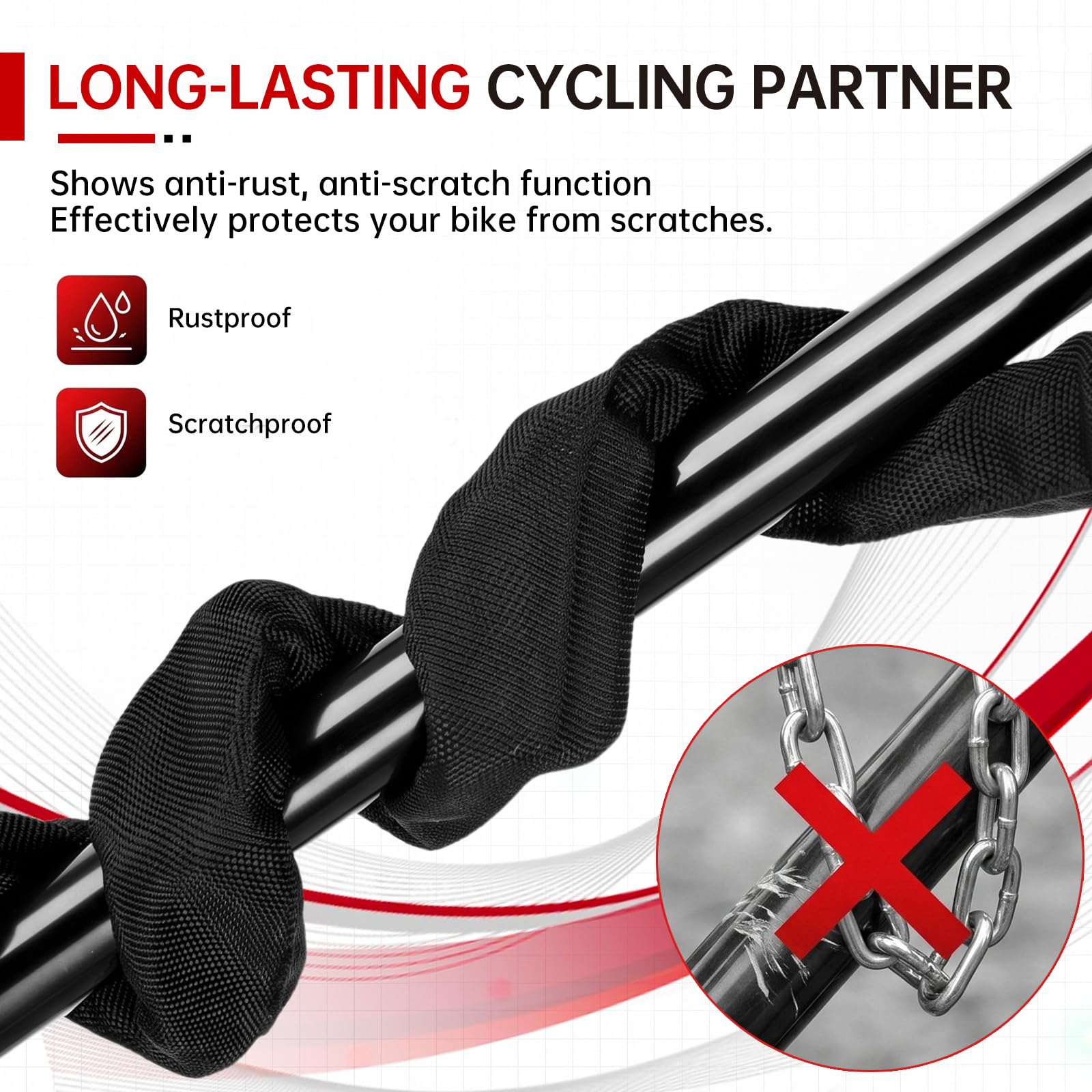TLGREEN Candado Patinete Eléctrico, 4Dígitos, 93 cm Candado Bicicleta | 6mm Acero Cadena + 360° Rotación Diseño,2 Llaves de Reinicio de Contraseña,para Patinetes/Eléctricos/Bicicletas/Motos