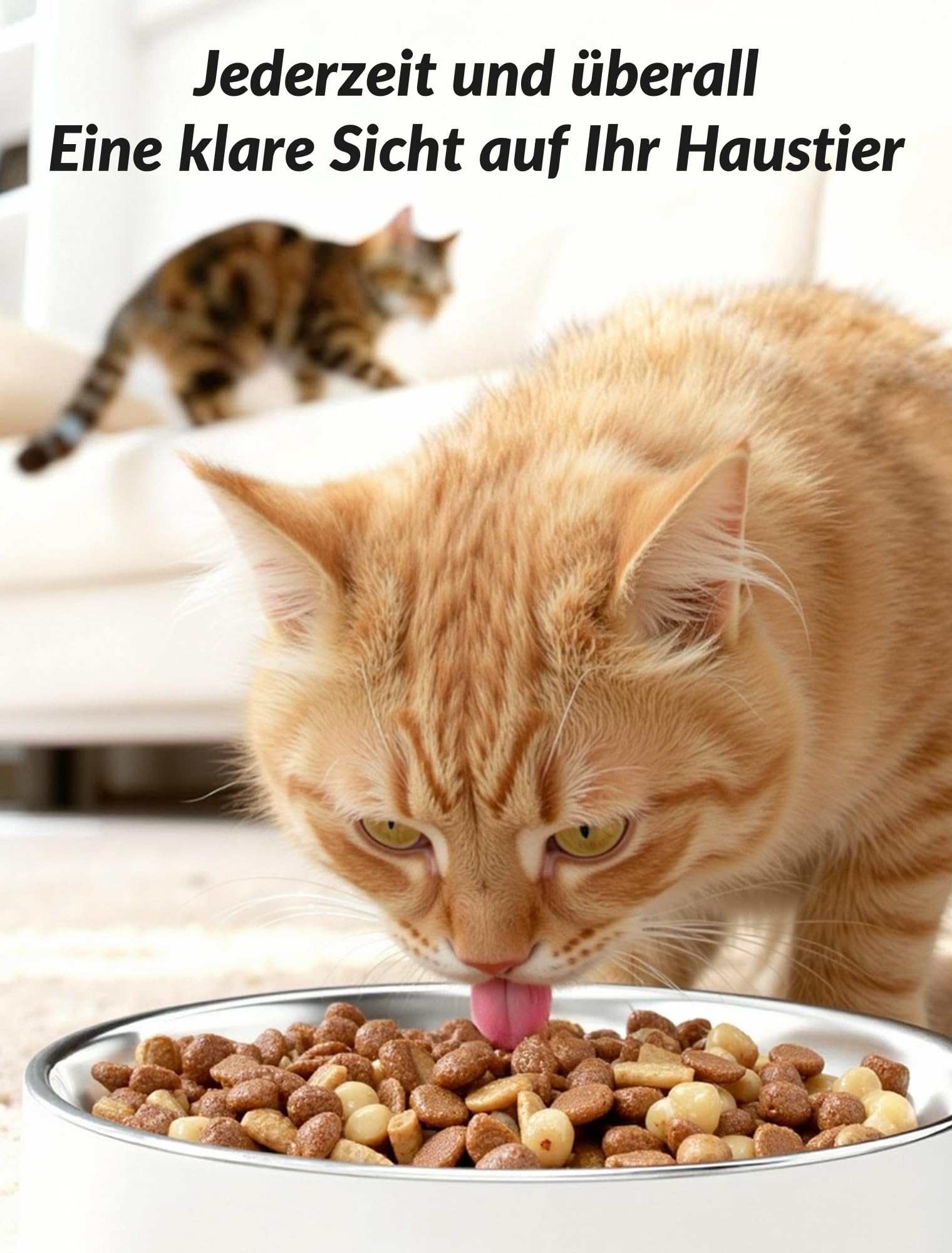 Futterautomat Katze Mit Kamera, KI Futterautomat Katze, 5L Katzen Futterautomaten, 1–6 Mahlzeiten für Katzen und kleine, mittelgroße