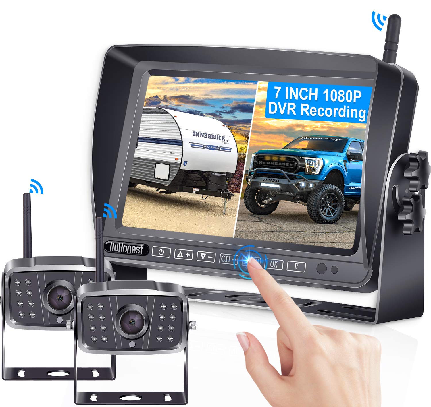 Buy RV Trailer Backup Camera Wireless 2Cameras Easy Setup Plug and