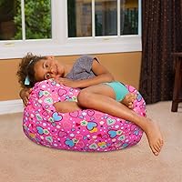 Vista 163 de Posh Creations - Puff para niños, adolescentes y adultos, incluye funda extraíble y lavable a máquina, tamaño grande de 38 pulgadas, lona con diseño