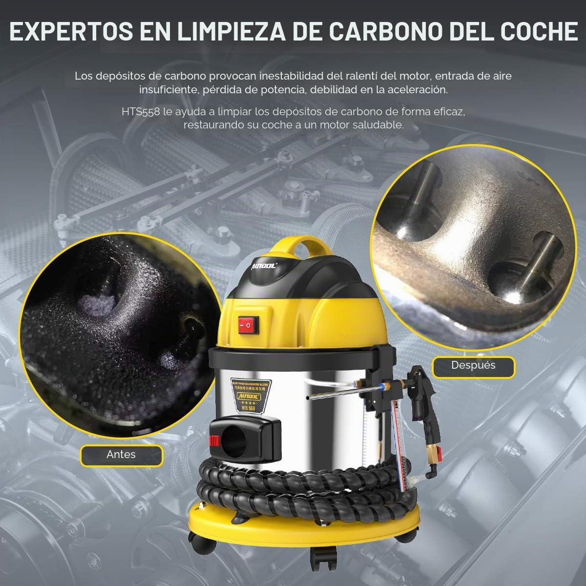 AUTOOL Máquina de Chorro de Arena, Máquina de limpieza de la válvula de auto de carbono sistema de limpieza de arena de nogal