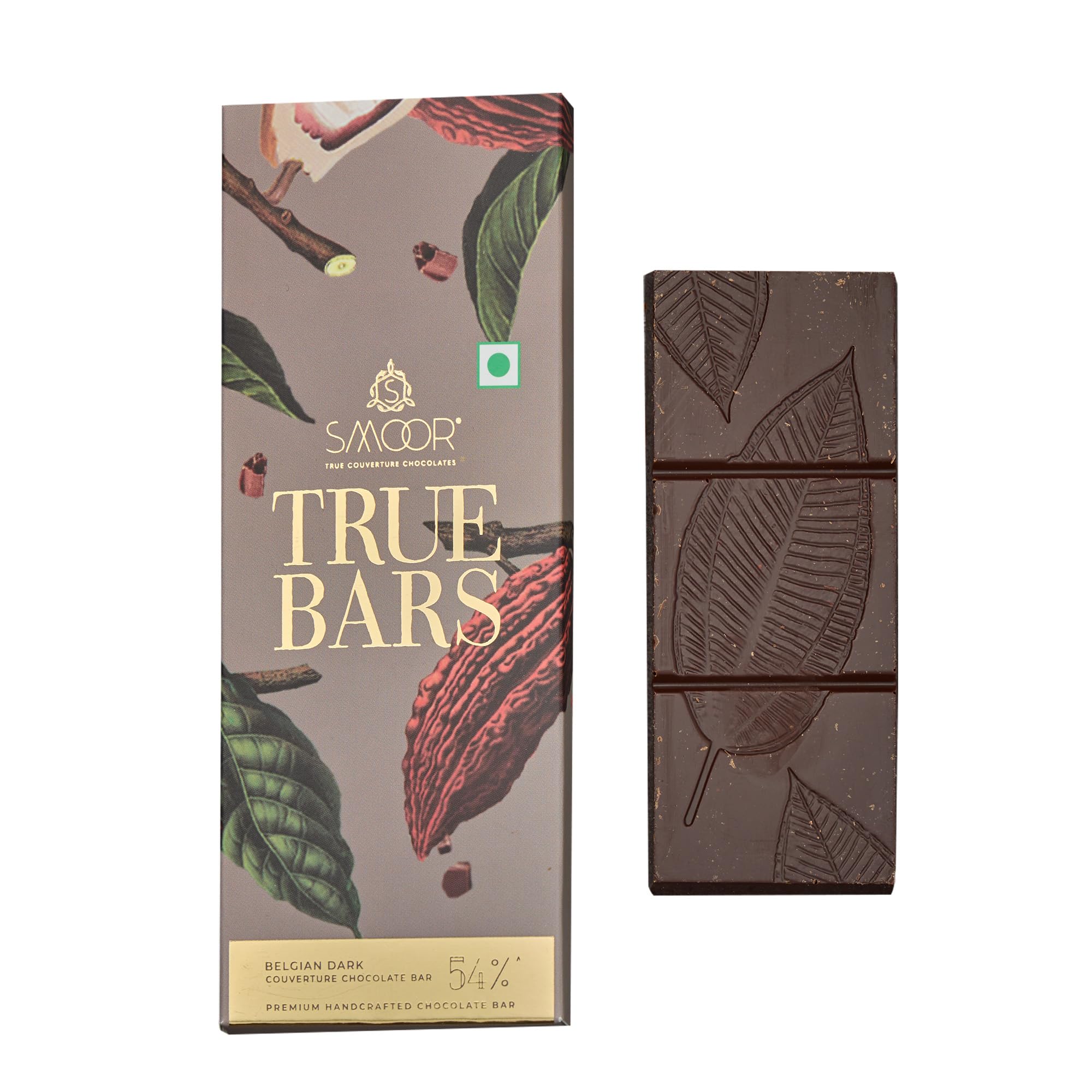 SMOOR True Bar Premium Belgian Dark Chocolate Bar | 54% Cocoa Couverture Chocolate Bar | 50 g