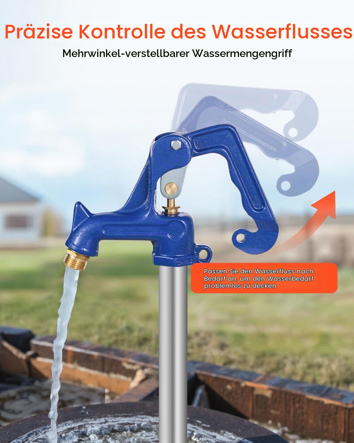 VEVOR Außenwasserhahn, frostsicherer Hofhydrant, komplette Kopfbaugruppe, mit G 1 Zoll Rohrgewinde & G 3/4 Zoll Schlauchanschluss für Hof-/ Gartenbewässerung (Rohr nicht im Lieferumfang enthalten)
