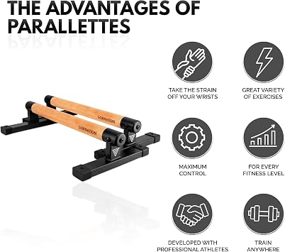 GORNATION Parallettes, Calisthenics Push-Up Bars for Handstands & Strength Training, Parallel Bars for Home & Outdoor Training, Fitness Equipment with Secure Grip, Wooden Handles