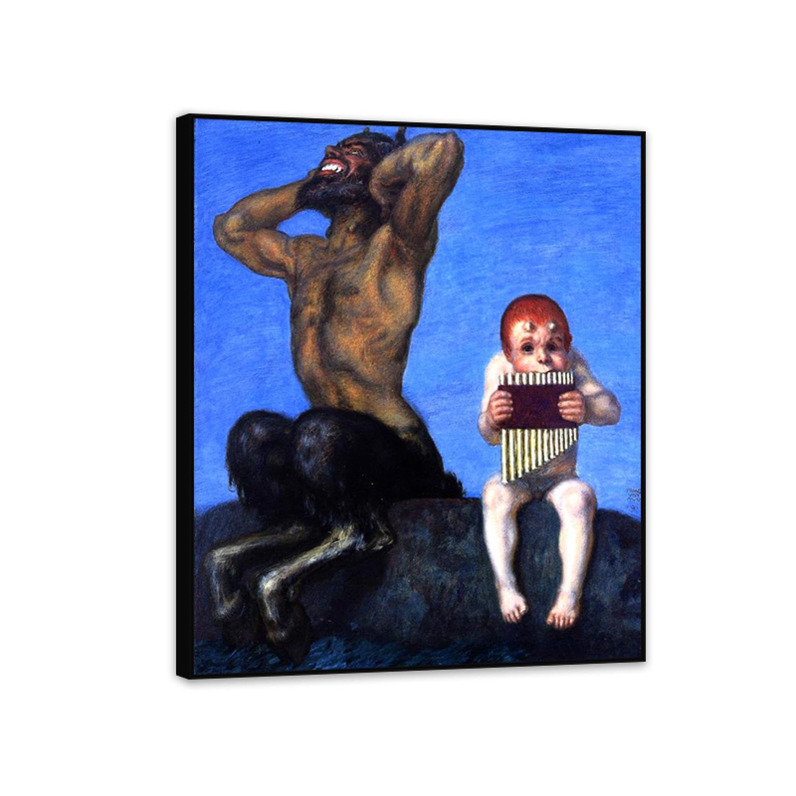 Hau3sh3a Framework Franz Von Stuck Wall Art Print Dissonance Poster Famous Paintings On Canvas Franz Stuck Picture Wall Decor For Living Room Bathroom Office 90X70cm(36X28in) Black Framed