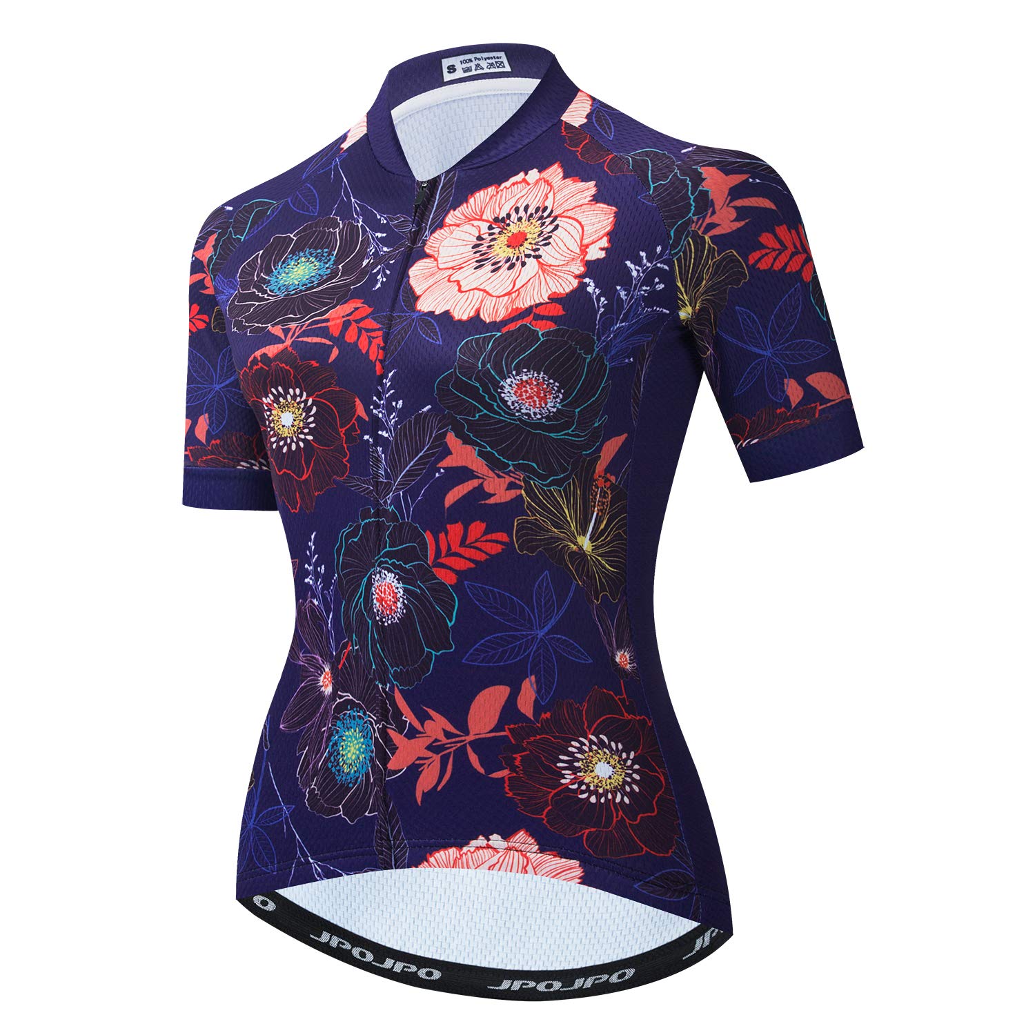 JPOJPO Ensemble maillot de cyclisme à manches courtes avec short de cyclisme rembourré 5D respirant à séchage rapide 3 poches pour femme