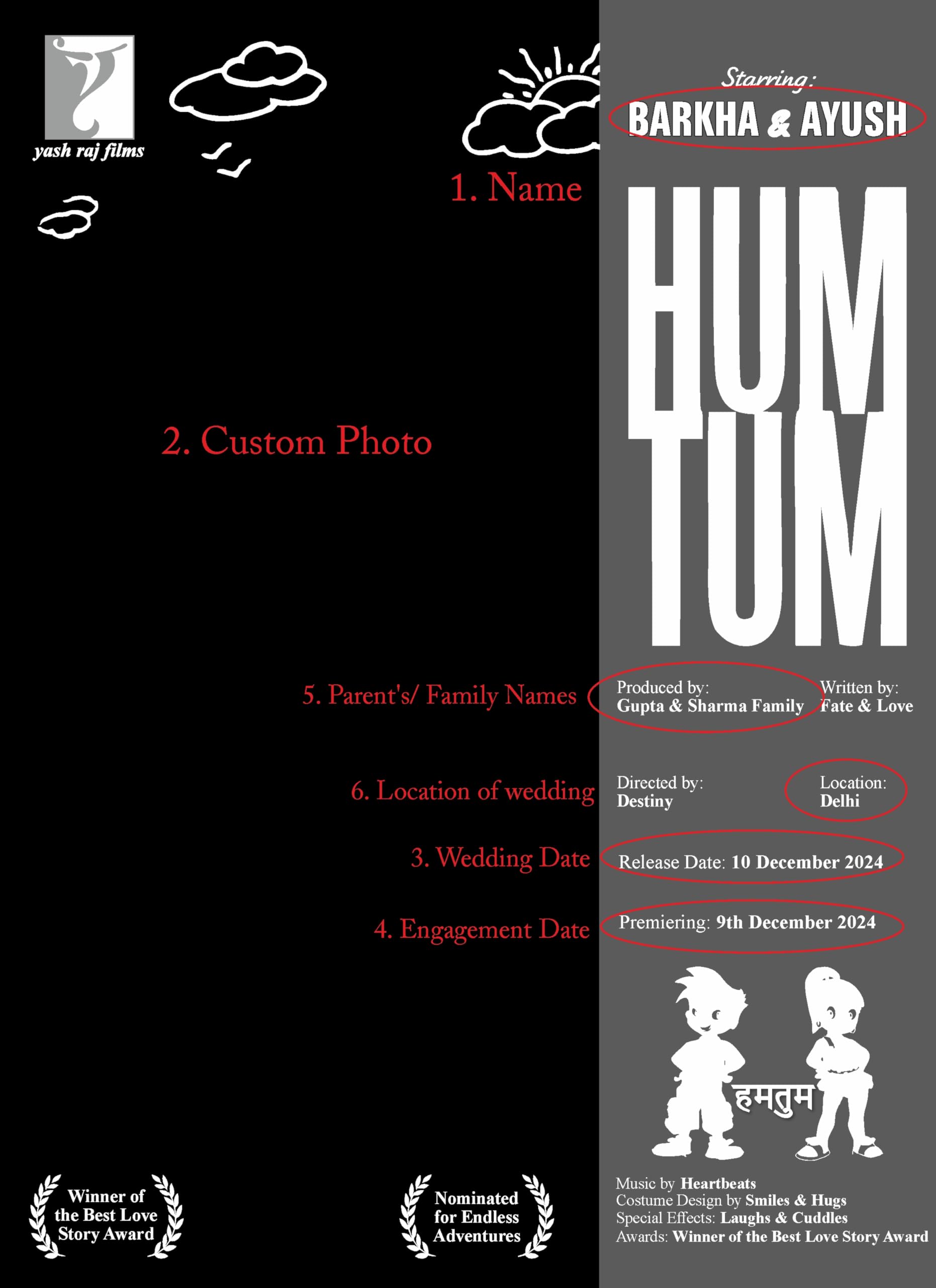 Custom Couple Poster – Hum Tum Movie Style – Personalized… – view 6