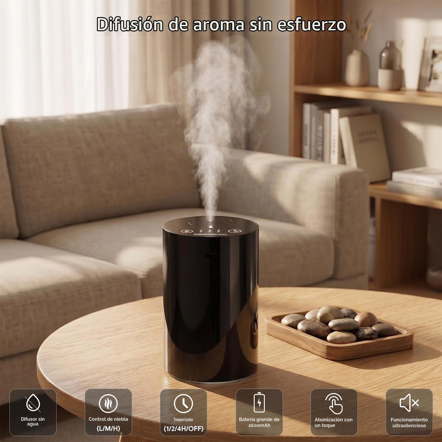 Difusor de aceites Esenciales sin Agua, Mini difusor portátil para aromaterapia, con Aceite perfumado para hoteles, 1/2/4 h/3 Niveles de Vapor para el hogar, el Dormitorio, el Coche y la Oficina