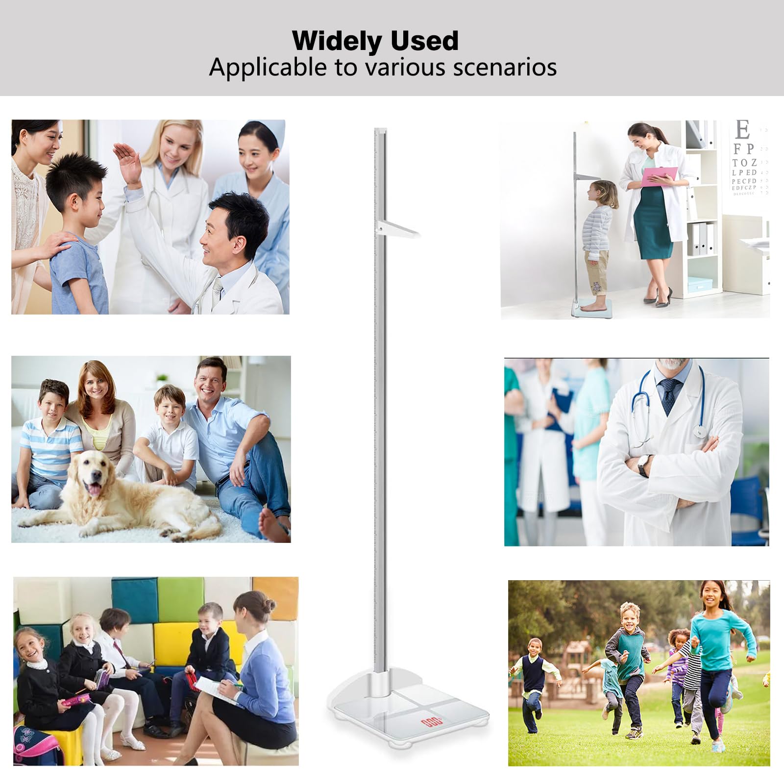 Bilancia di altezza e peso, piattaforma digitale combinata con telemetro portatile staccabile, peso massimo 99,8 kg, altezza asta 191 cm, bilancia medica per bambini e adulti