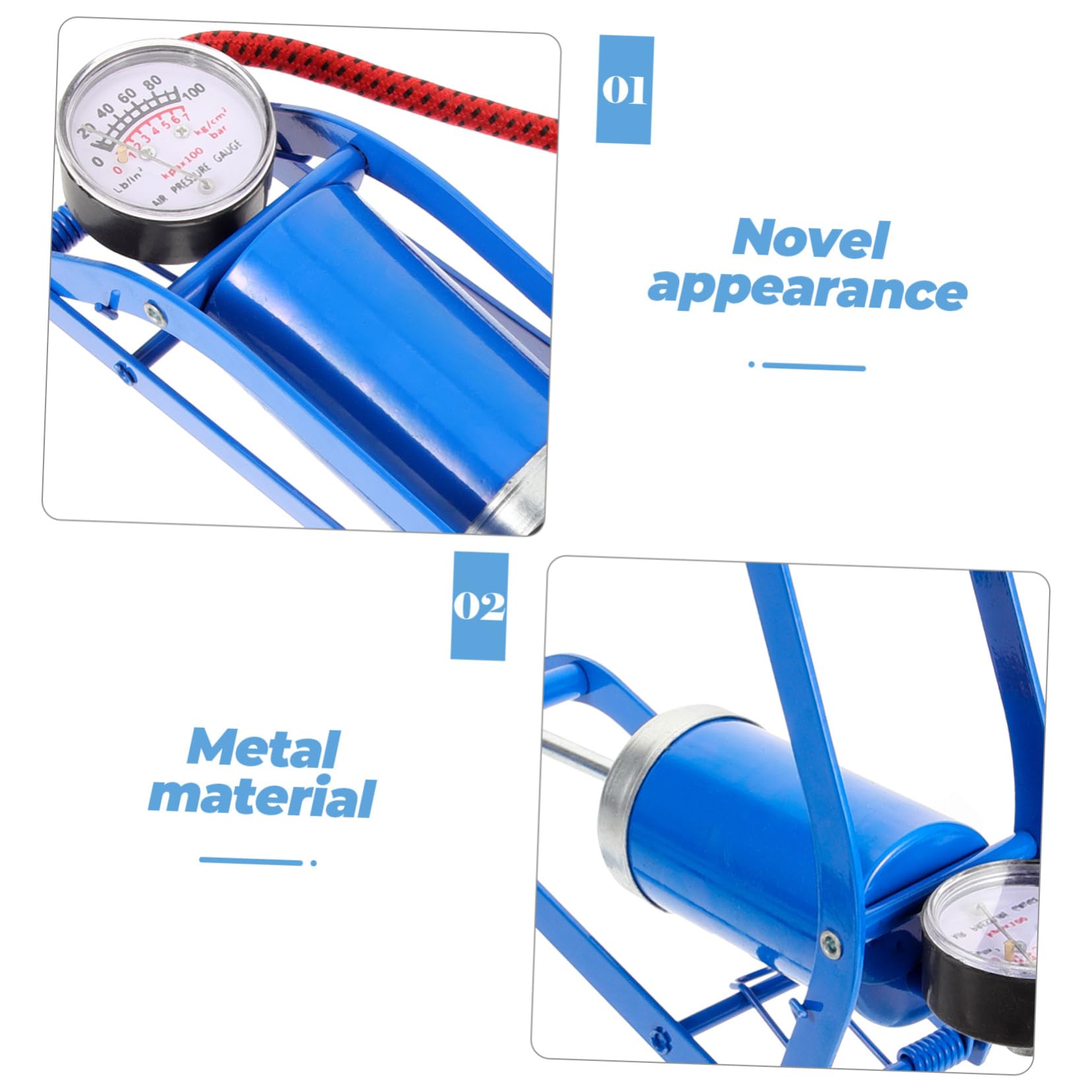 Toddmomy Pompa ad aria da passo Bicicletta piede pompe ciclo per biciclette pompa per ciclo gonfiatore pompe da pavimento pompa a pavimento attivata ferro da stiro Blue