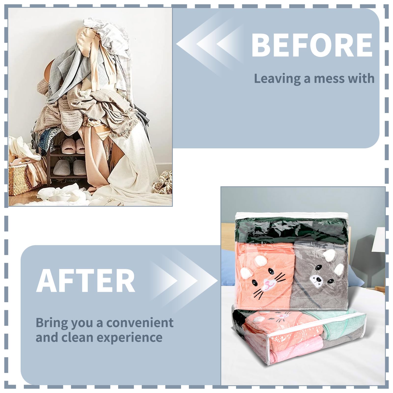10 bolsas de almacenamiento transparentes con cremallera, bolsas de almacenamiento de plástico con cremallera para ropa, bolsas de almacenamiento organizadoras para mantas, clóset, ropa de cama,