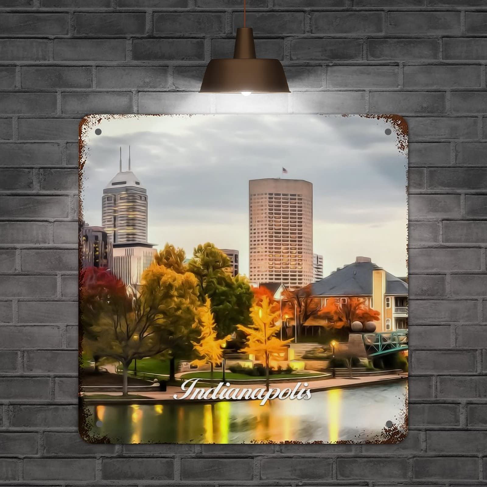 Paysage urbain Indianapolis sur plaque métallique de qualité supérieure