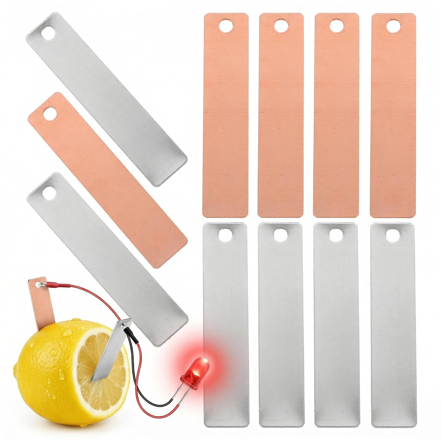 72 Pcs Copper Zinc Strips for Fruit Battery Experiments