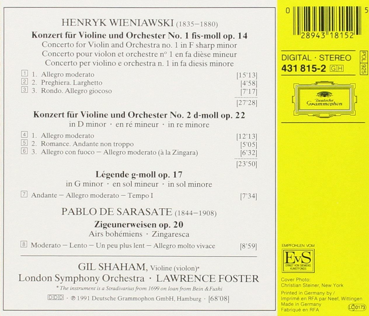 Wieniawski: Violin Concertos Nos.1 & 2