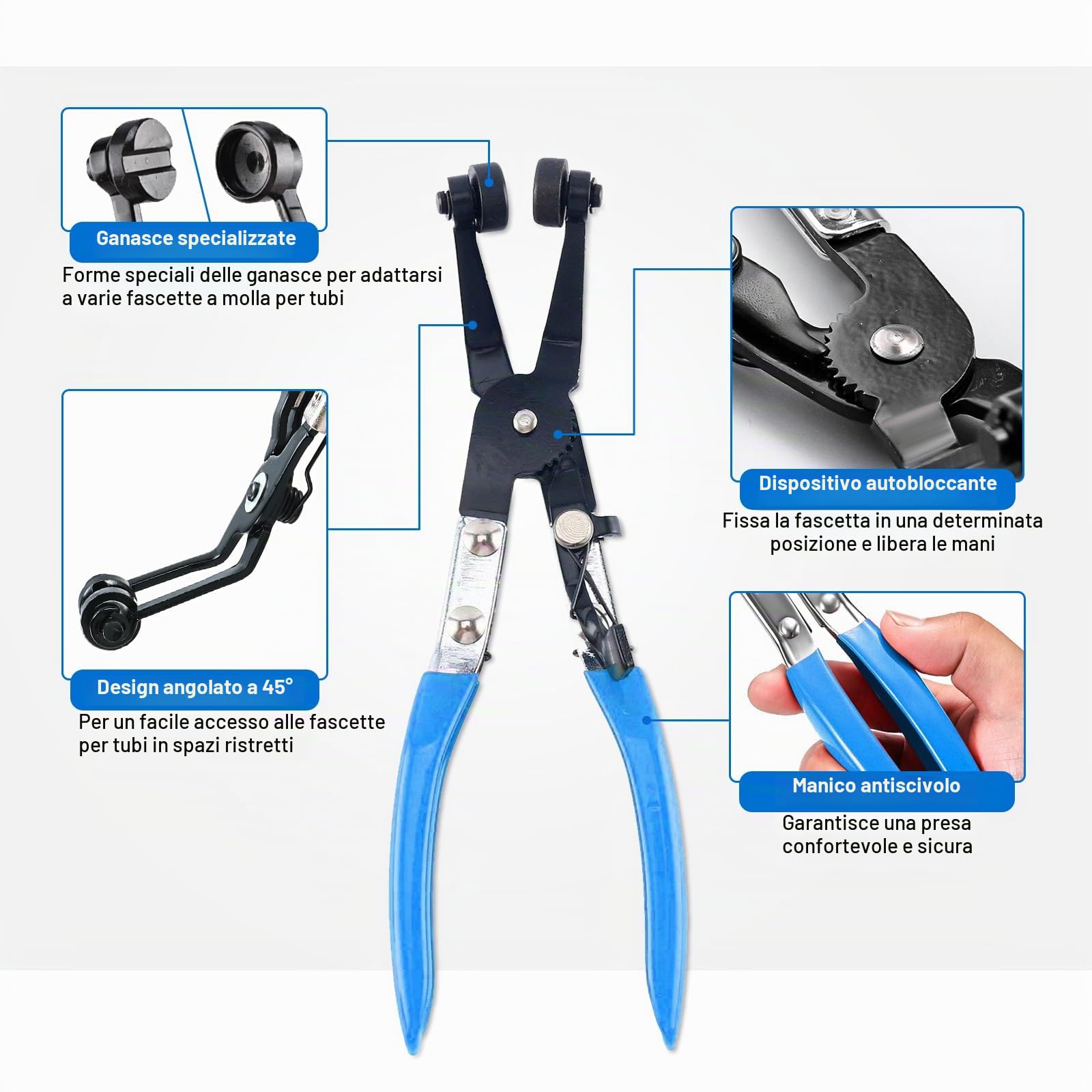 FreeTec Kit Pinze Fascette Stringitubo, 9 pezzi Pinze Fascette Auto, Flessibile Pinze Stringitubo a Molla, Pinza Clic Pinza Morsetti Tubi per Smonta Fascette di Tubi Radiatore Olio Carburante