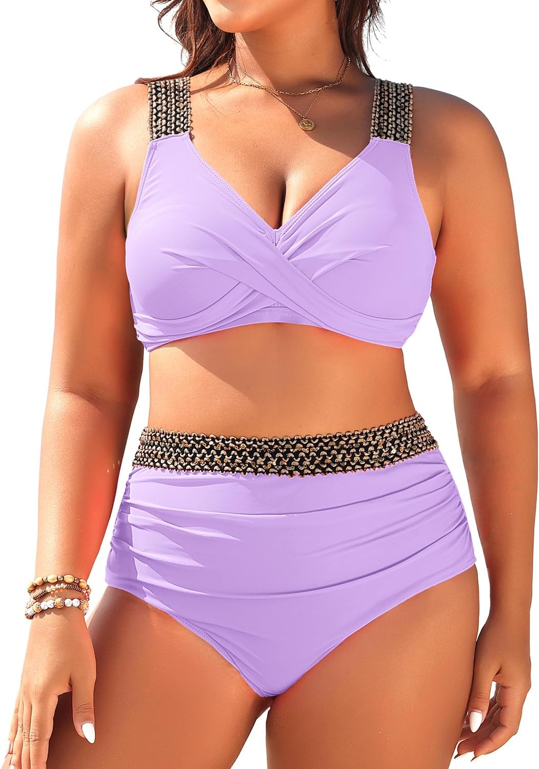 Tempt Me Women Plus Size High Waisted Bikini Set Two Piece Tummy Control Swimsuit