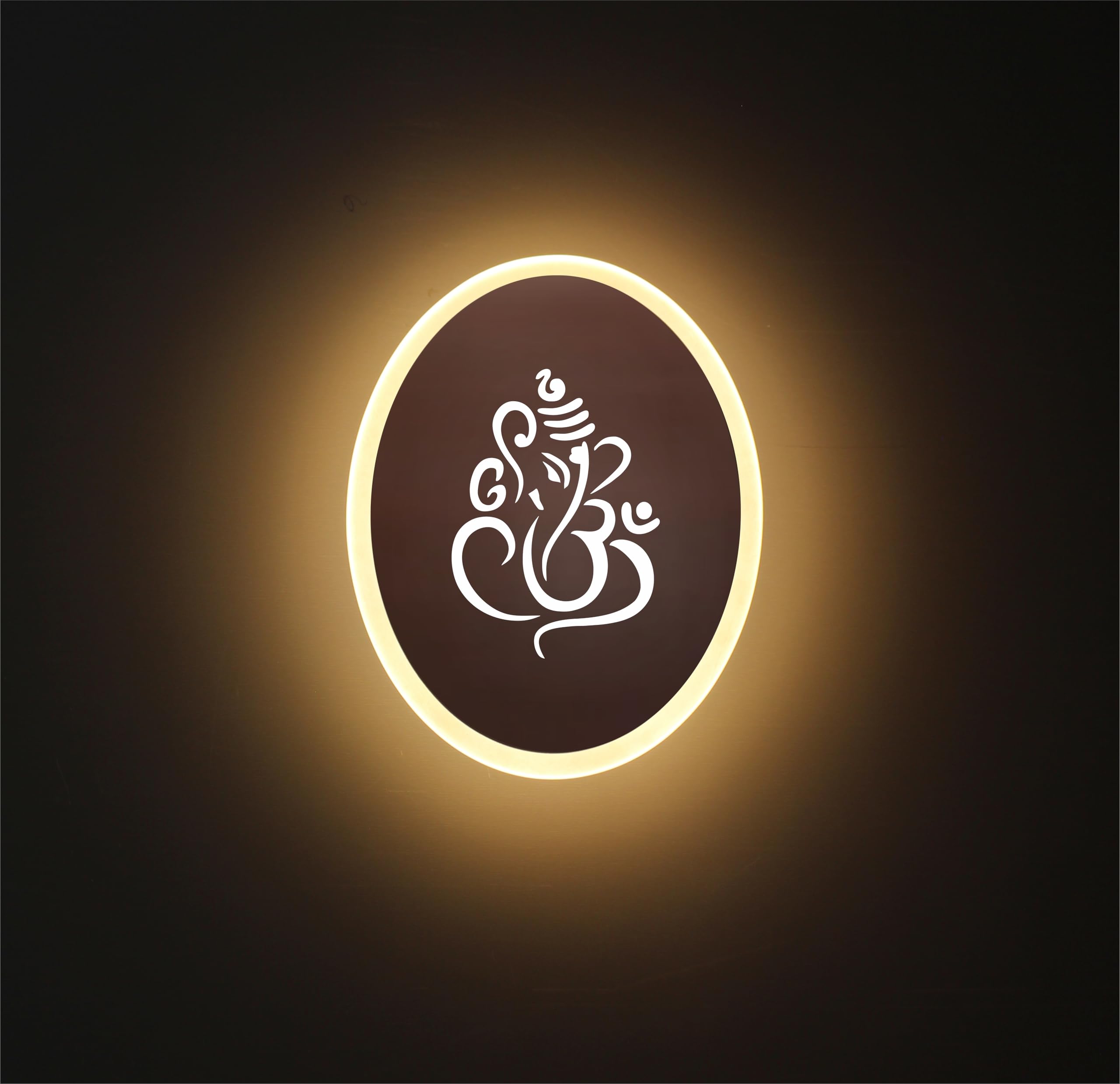 Lamp master Ganpati LED Wall Light - Rose Gold & Frosted Acrylic | 23cm | Warm White | Ideal for Temple, Living Room, Bedroom, Pooja Room, Mandir, Shops, Hotel (Pack of 2)