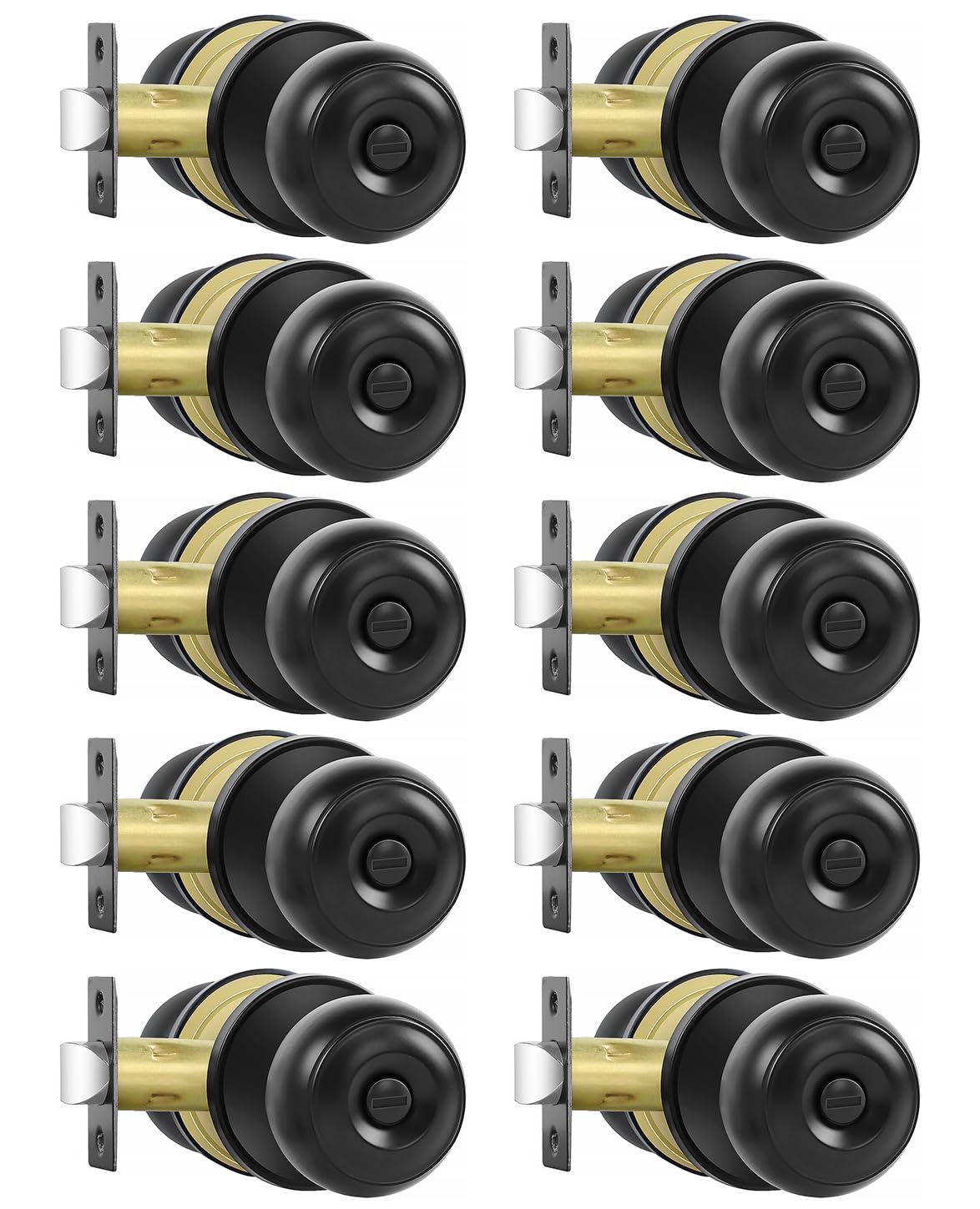 Privacy Door Knobs 10 Pack Matte Black Door Knobs with Lock Bed and Bath Door Knob Interior Keyless