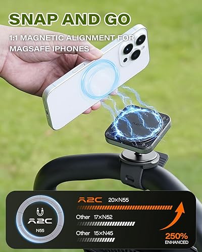 Miniatura 4 de A2C Carrito de golf 2 en 1 y soporte magnético para teléfono fuerte fijación magnética y banda de silicona segura Compatible con MagSafe iPhone