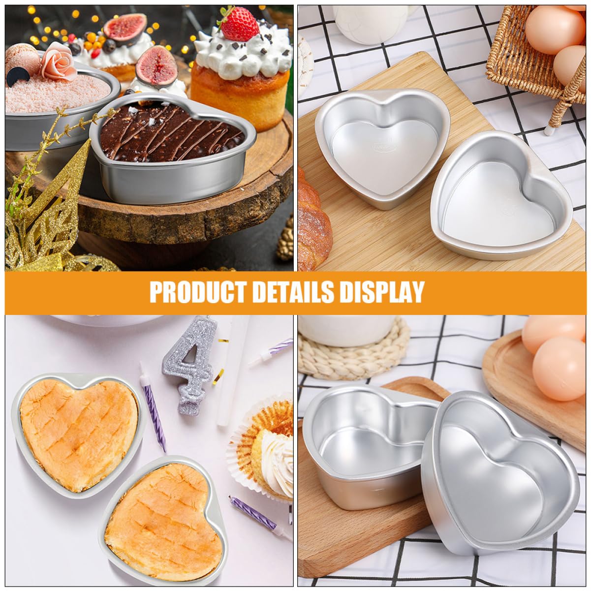 Alipis 10 Piezas Molde De Pastel De Corazón Molde Para Pasteles Bandeja De Hornear Bandeja Para Hornear Moldes Para Pasteles En Forma De Corazón Pan De Aleación De Aluminio