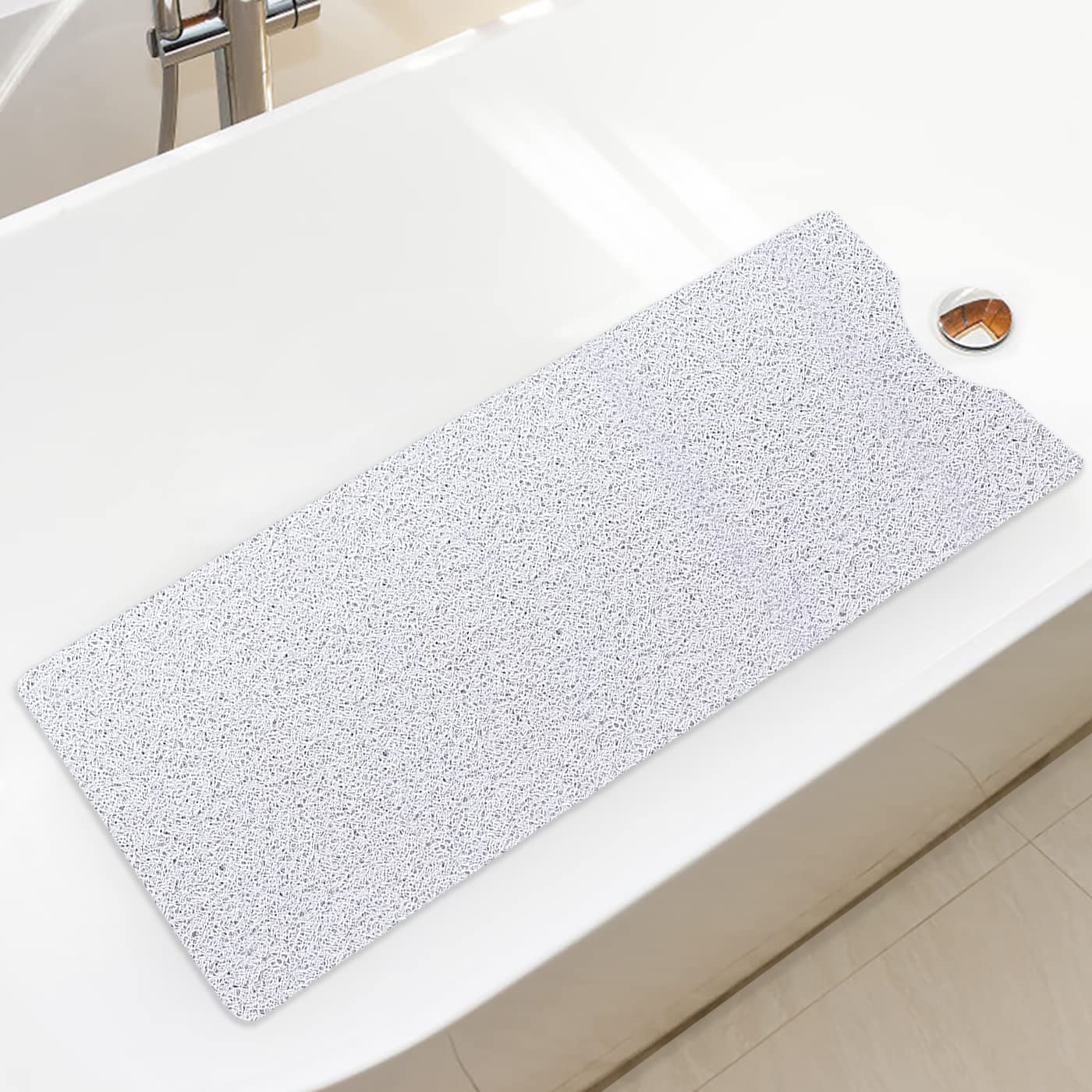 Alfombrilla de baño de goma antimoho 100 x 40 cm de diseño higiénico blanco