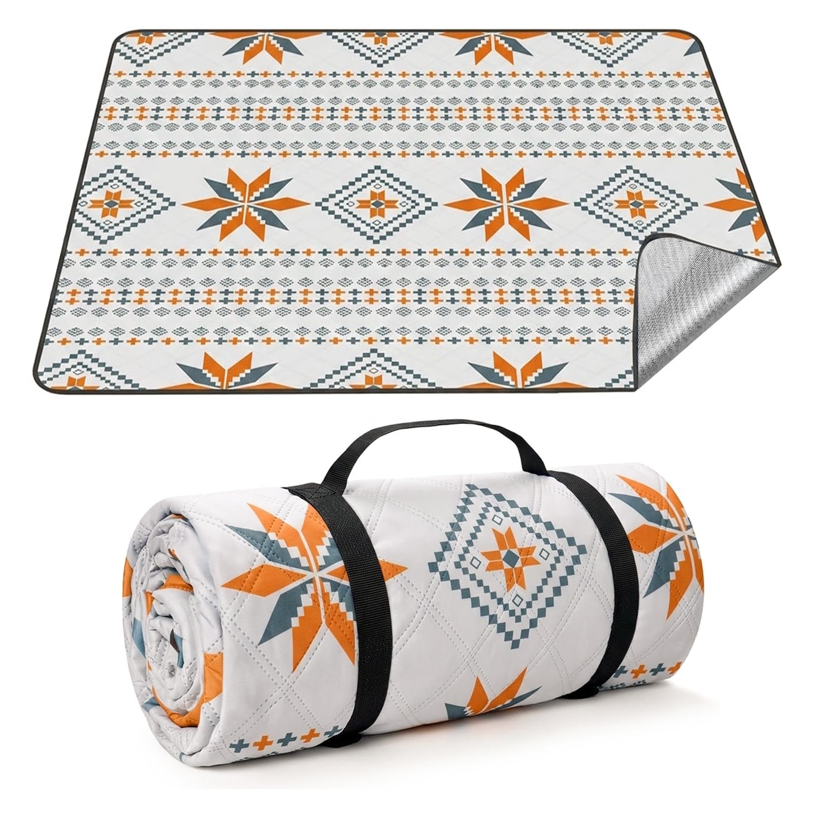 HUTHIM Picknickdecke 200x200 cm Wasserdicht Maschinenwaschbar: Stranddecke Sandfrei Outdoor Decke Waschbar Faltbar Strandmatte mit Tragegurt - perfekt für Strand, Camping & Picknick (4-6 Personen)