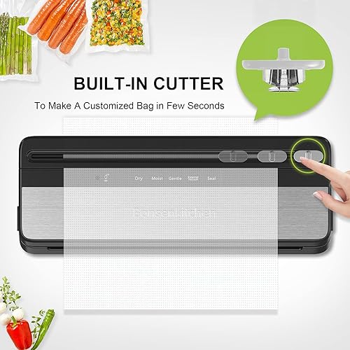 Miniatura 3 de Máquina selladora al vacío con cortador máquina selladora al vacío de alimentos sistema de sellado de aire con iniciador kit de sellado de alimentos