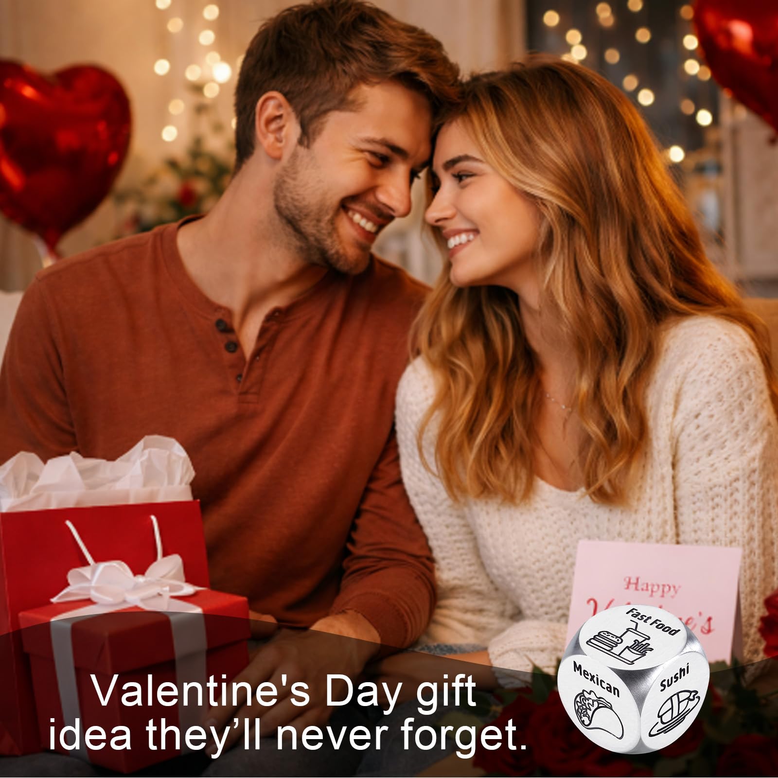 Aniversario, día de San Valentín, cita nocturna, regalos para parejas, marido, esposa, 11 aniversario de acero, dados de decisión de alimentos, regalos para novio, novia, regalos divertidos de broma,