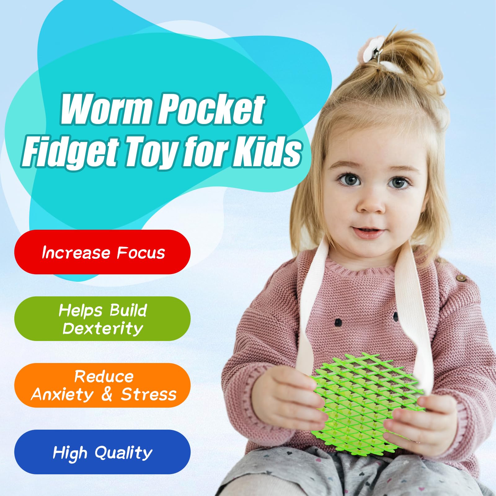 FENQURO 4 Pièces Jouet Anti Stress Fidget Worm Extensible - Soulagement Anxiété Enfants Et Adultes