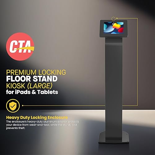 Miniatura 8 de CTA Digital Quiosco con estante de impresora, quiosco de soporte de piso compatible con VESA con almacenamiento de impresora cerrado y gestión de