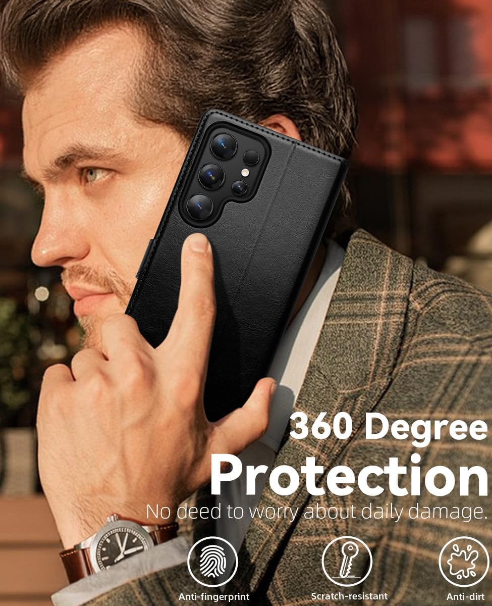 OCASE Compatible with Galaxy S25 Ultra Wallet Case, PU Leather Flip Folio Case with Card Holders RFID Blocking Kickstand [Shockproof TPU Inner Shell] Protective Phone Cover 2025, Black - Image 7