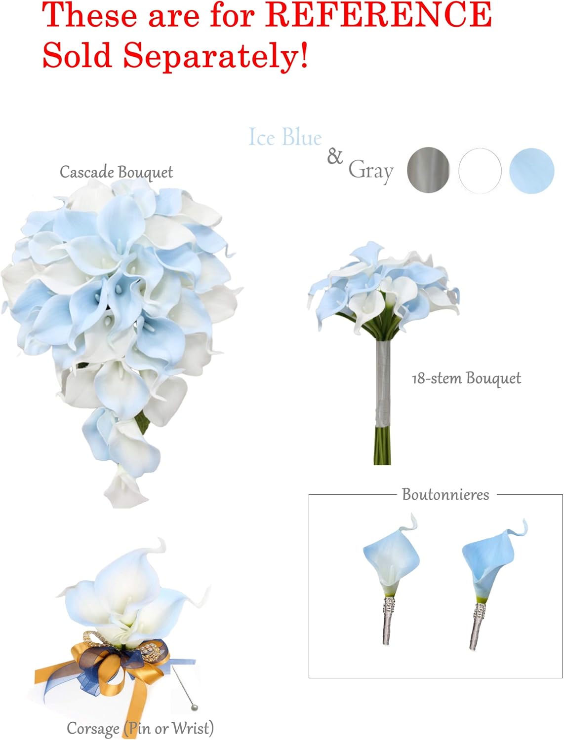 Angel Isabella 20 Stems of Lifelike Artificial Flowers Real Touch Calla Lily (Ice Pale Blue)